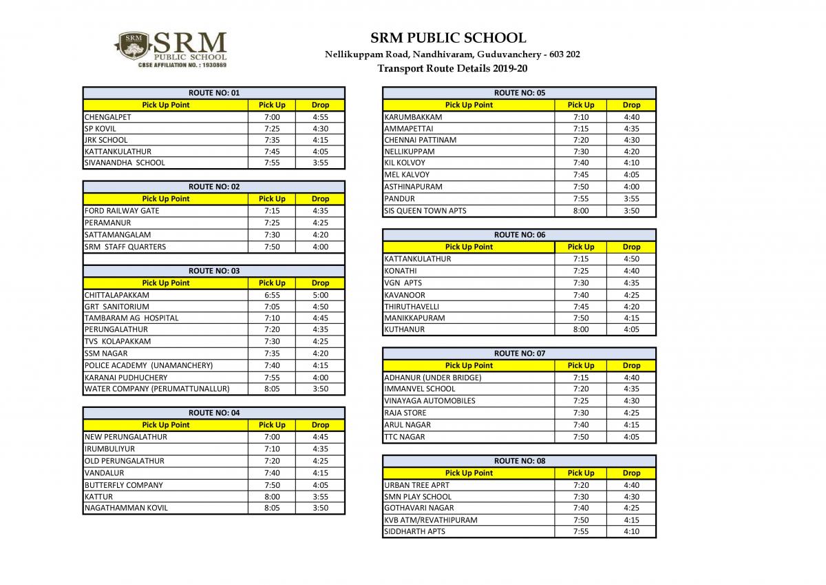 Bus Routes - SRM Public School